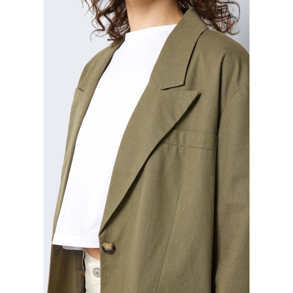 NOISY MAY Švarkas moterims, Chaki, NMANNE MILLA LS LINEN 3