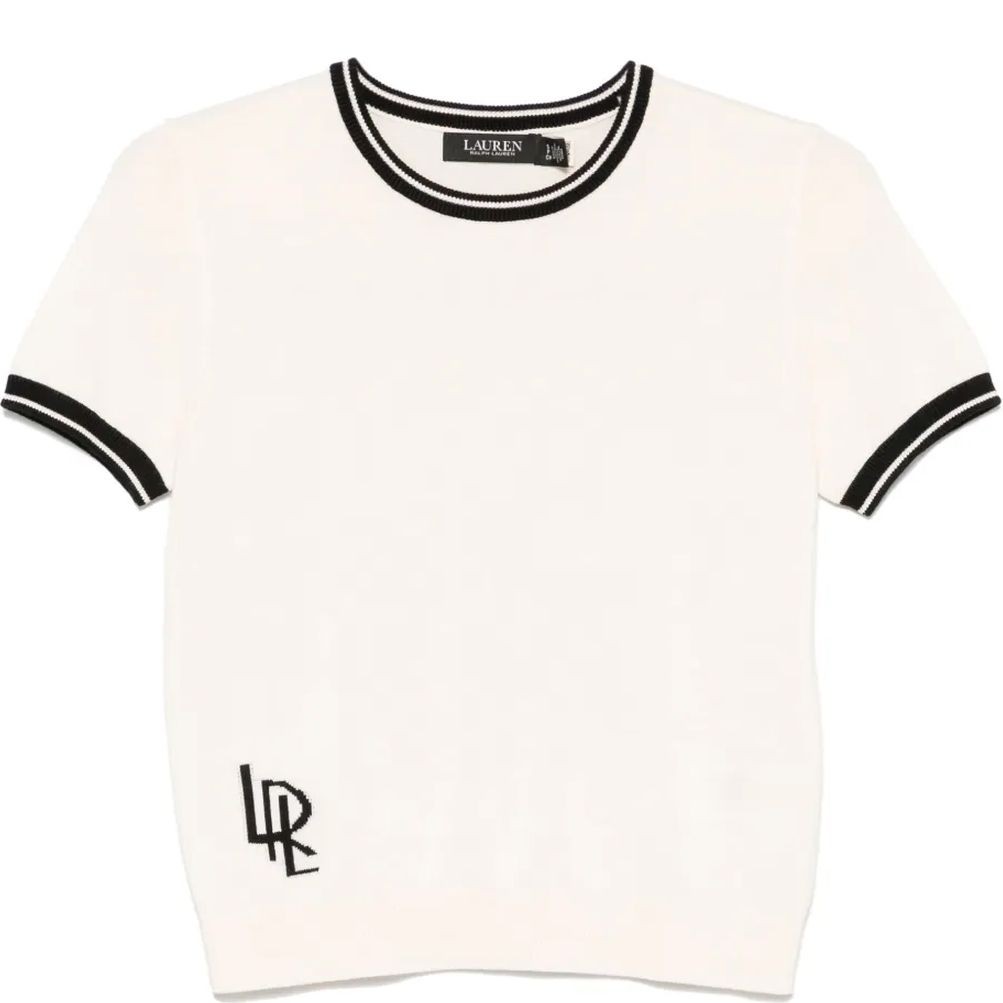 LAUREN RALPH LAUREN Megztinis moterims, Smėlio, Eyelah short sleeve pullover