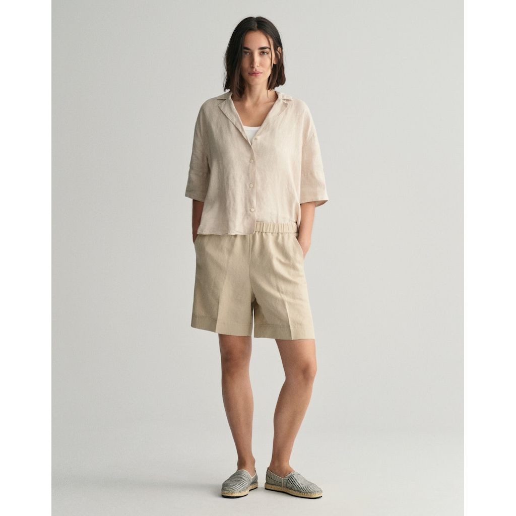GANT Šortai moterims, Smėlio, REL LINEN BLEND PULL ON SHORTS 5