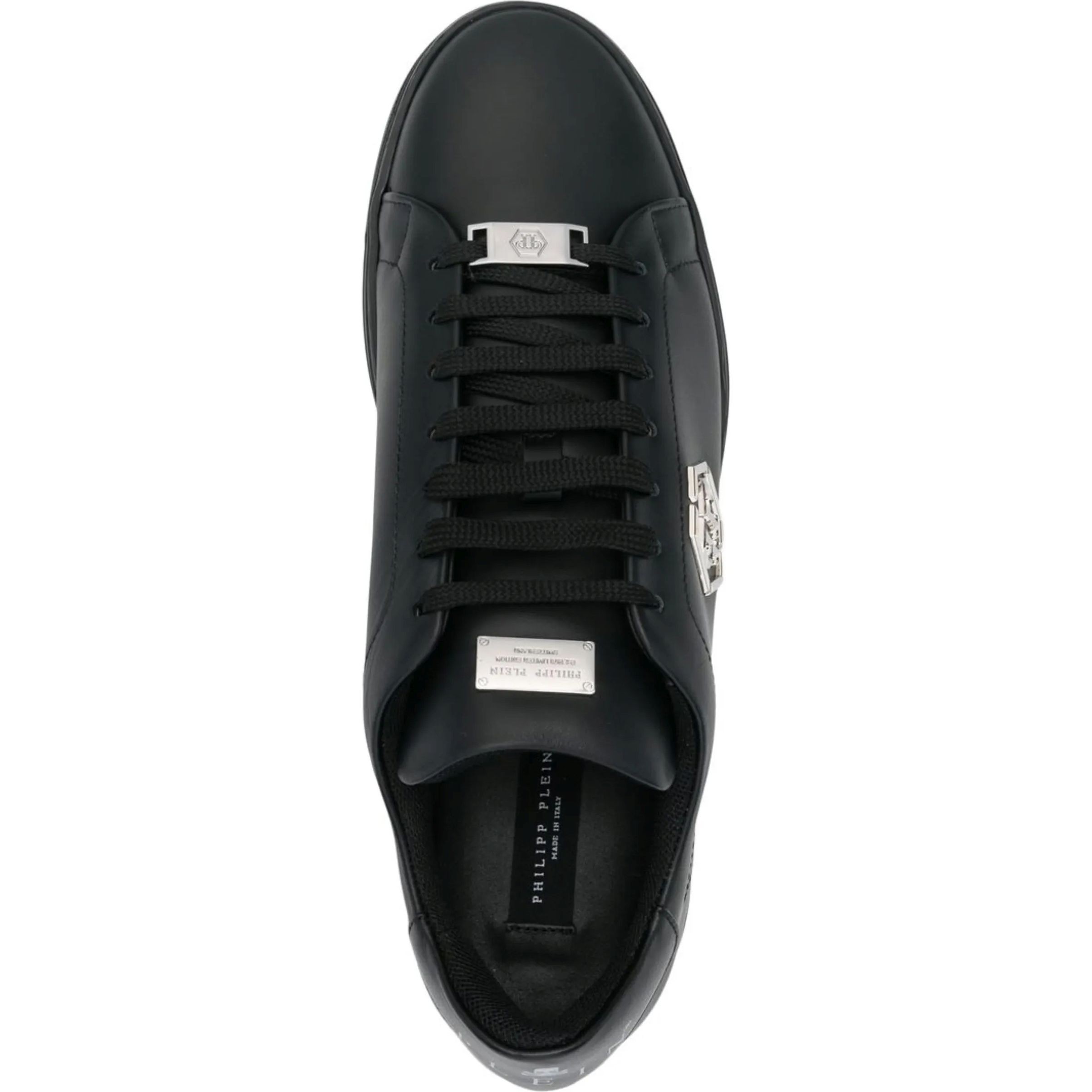 PHILIPP PLEIN Sportiniai bateliai vyrams, Juoda, Leather Lo-Top Sneaker Hexagon 4