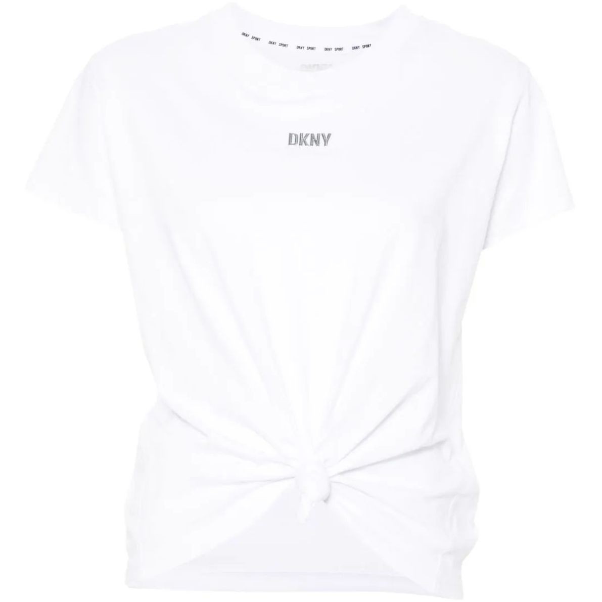 DKNY Marškinėliai trump. rankovėmis moterims, Balta, Metallic bubble logo tee 1