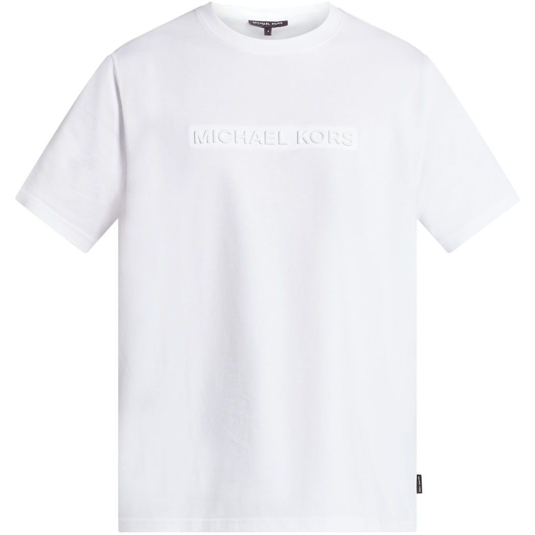 MICHAEL KORS Marškinėliai trump. rankovėmis vyrams, Balta, Logo embossed cotton t-shirt