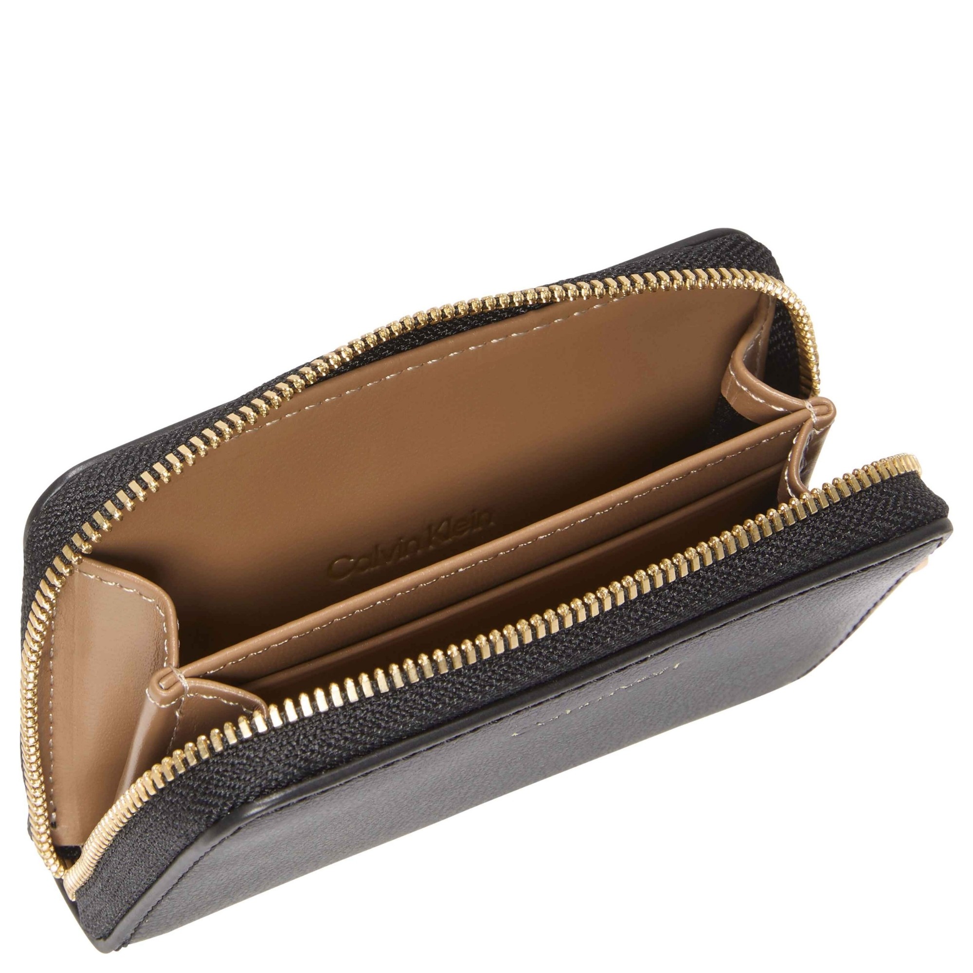 CALVIN KLEIN Piniginė moterims, Juoda, foil logo medium zip around 3