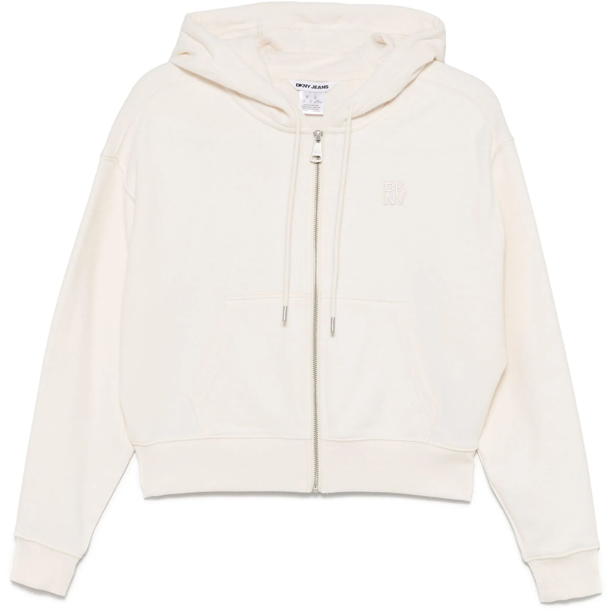 DKNY Džemperis moterims, Smėlio, Zip front hoodie 1