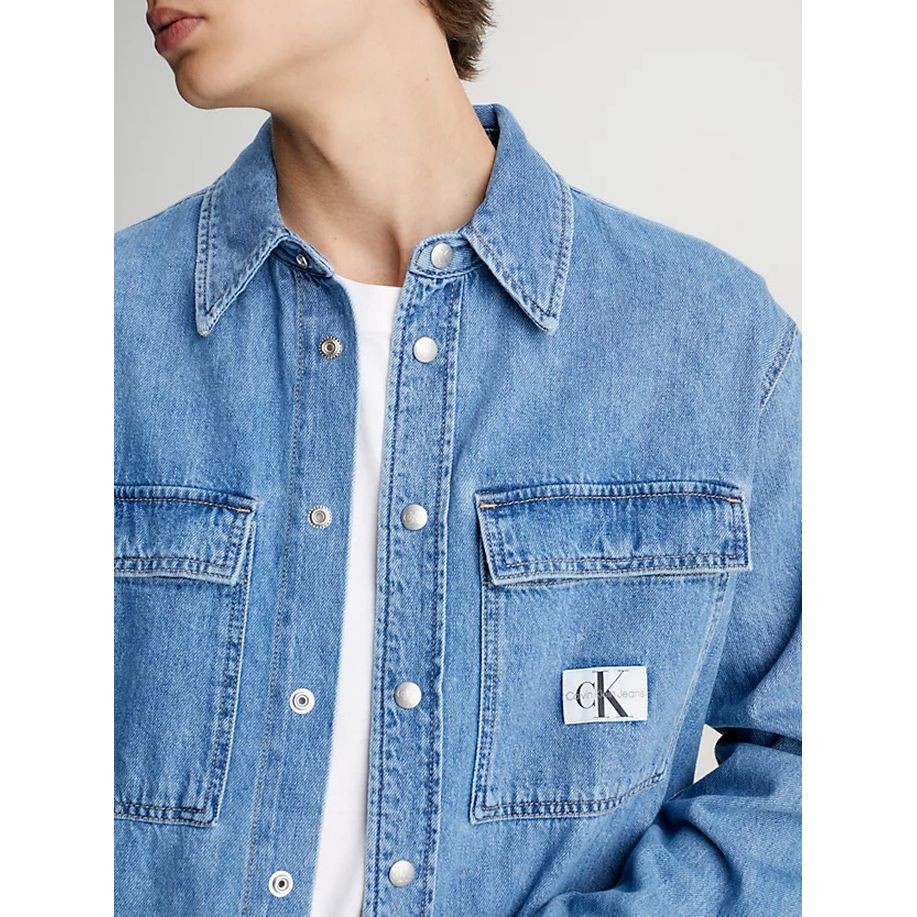 CALVIN KLEIN JEANS Marškiniai ilgomis rankovėmis vyrams, Mėlyna, L/s shirt 4