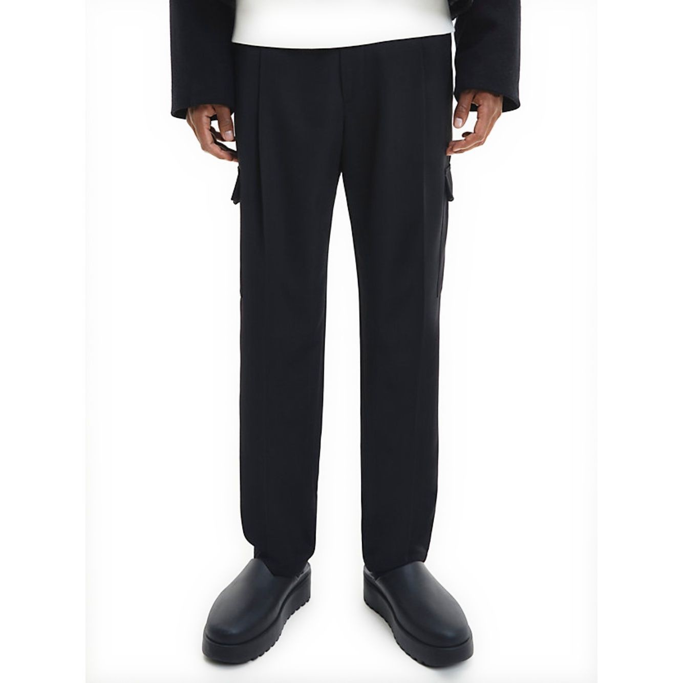 CALVIN KLEIN Laisvalaikio kelnės vyrams, Juoda, Rich travel wool cargo pants 2