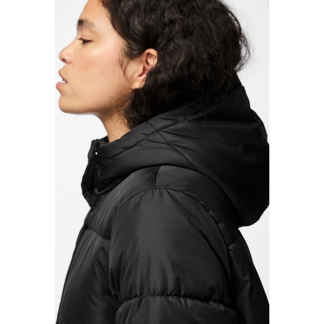 PIECES Pūkinis paltas moterims, Juoda, Maddie long puffer jacket 5