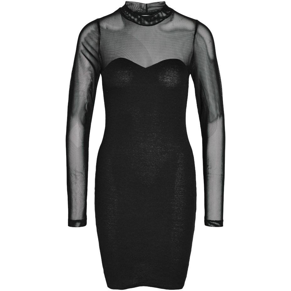 NOISY MAY Mini suknelė moterims, Juoda, NMSTINE L/S MIX DRES 1