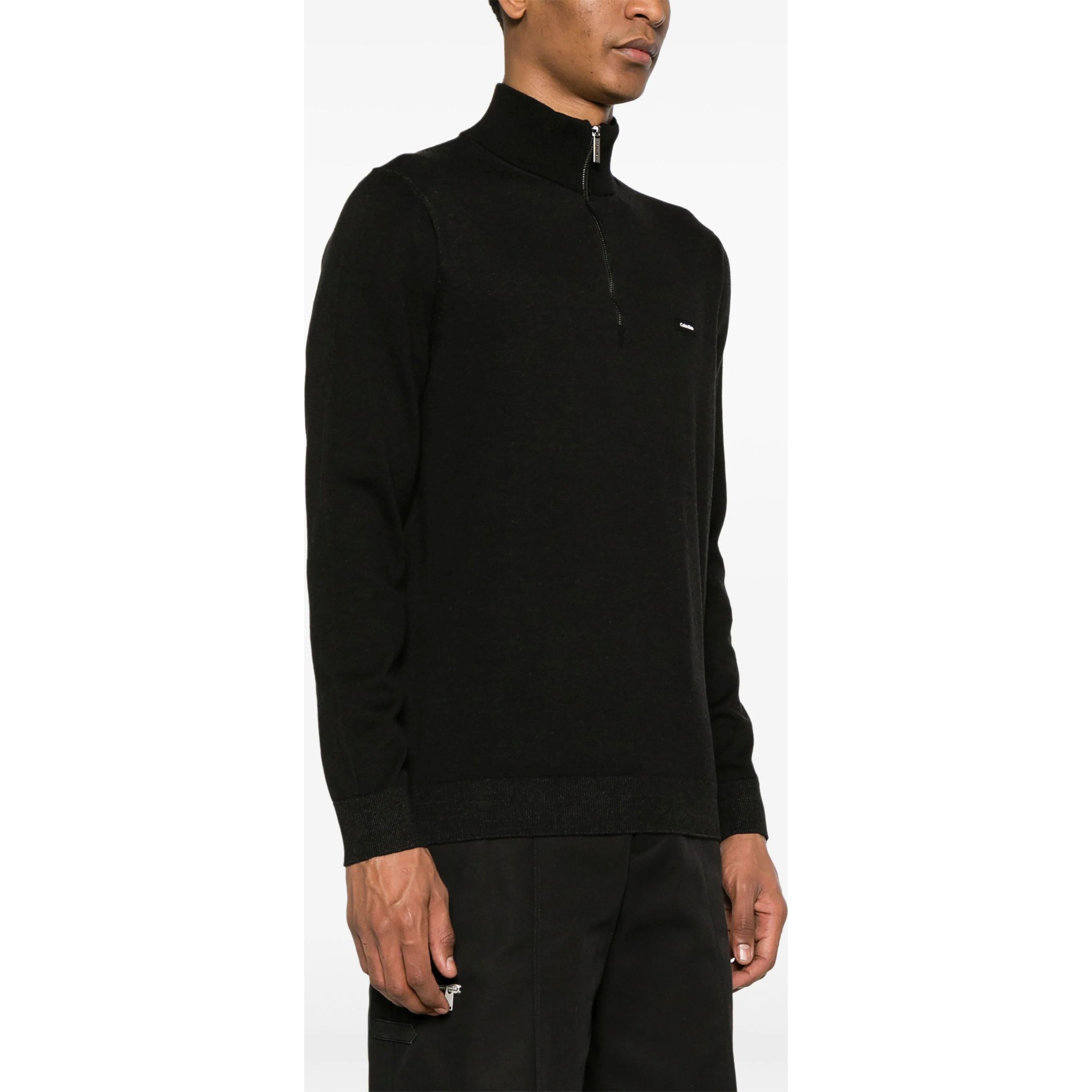 CALVIN KLEIN Megztinis vyrams, Juoda, Half zip sweater 2