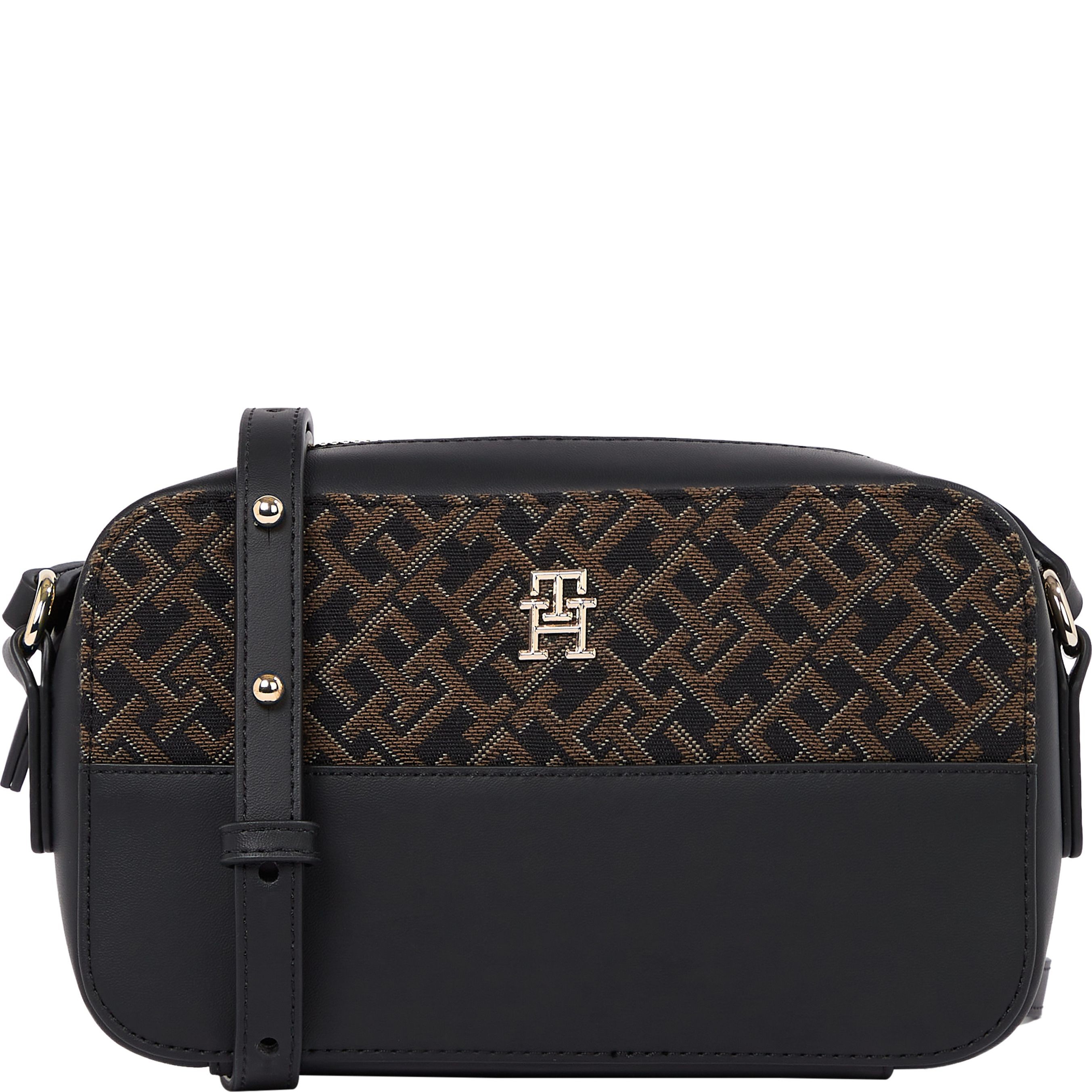 TOMMY HILFIGER Rankinė per petį moterims, Juoda, Jacquard camera bag 1