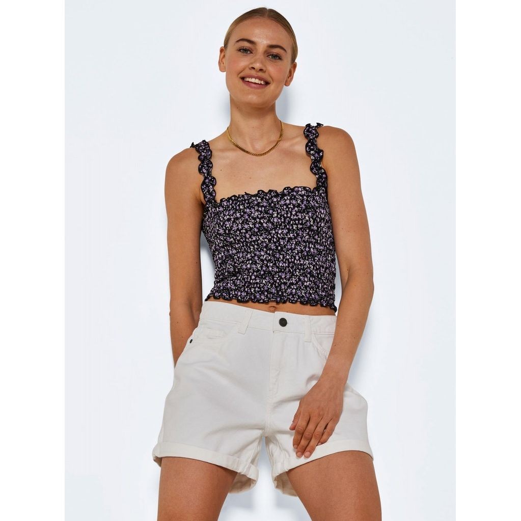 NOISY MAY Palaidinės moterims, Pilka, NMLEA SMOCK STRAP AOP 6