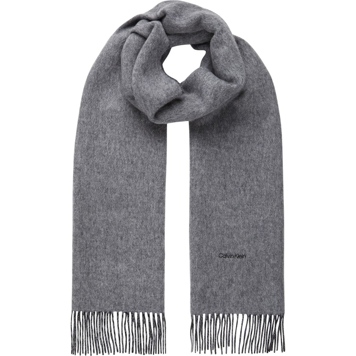 CALVIN KLEIN Šalikas moterims, Juoda, Fringes two tones scarf 40x200 2