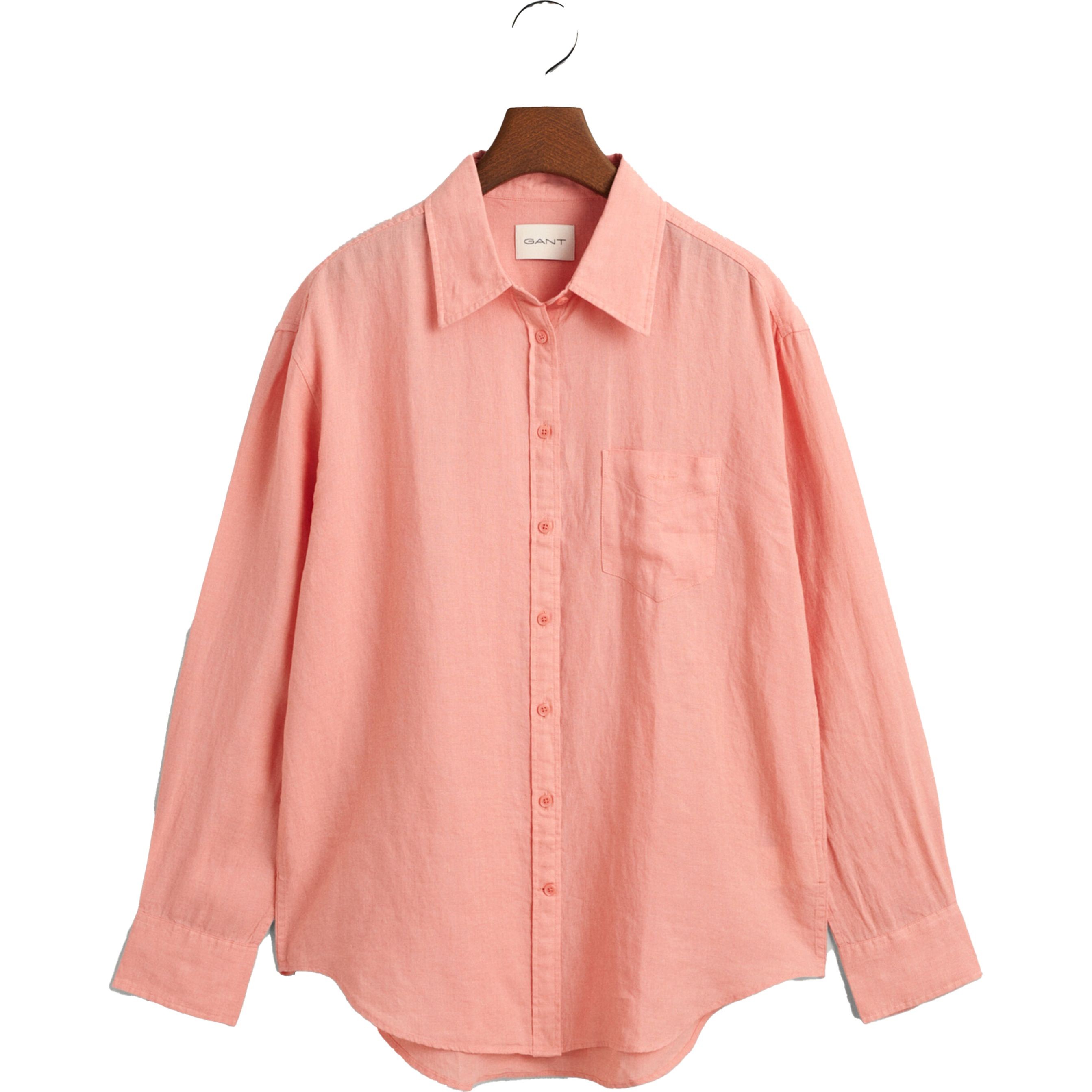 GANT Marškiniai moterims, Rožinė, REL LINEN SHIRT 1