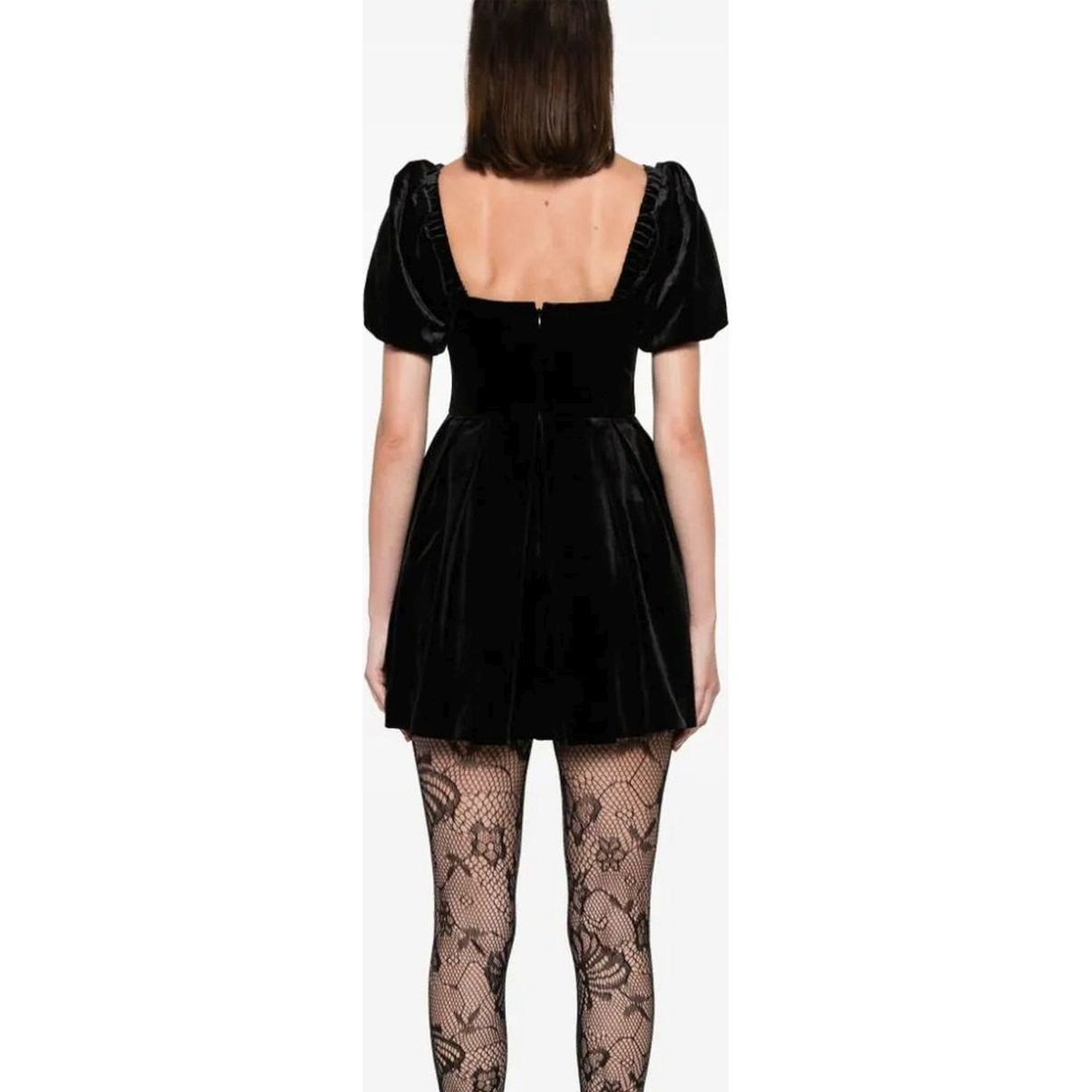 SELF PORTRAIT Mini suknelė moterims, Juoda, Velvet sweetheart mini dress 3