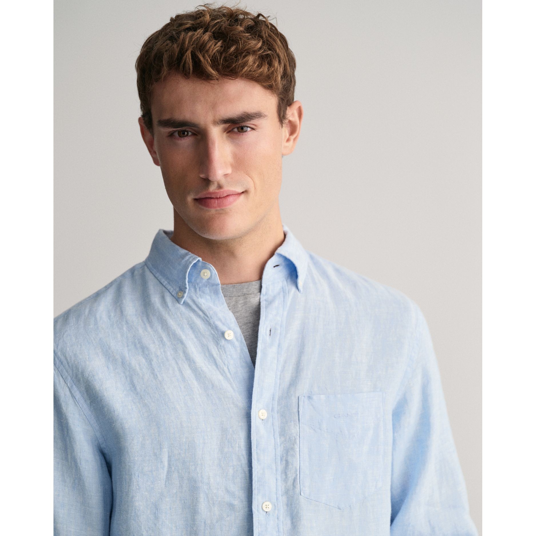 GANT Marškiniai ilgomis rankovėmis vyrams, Mėlyna, reg linen shirt 4