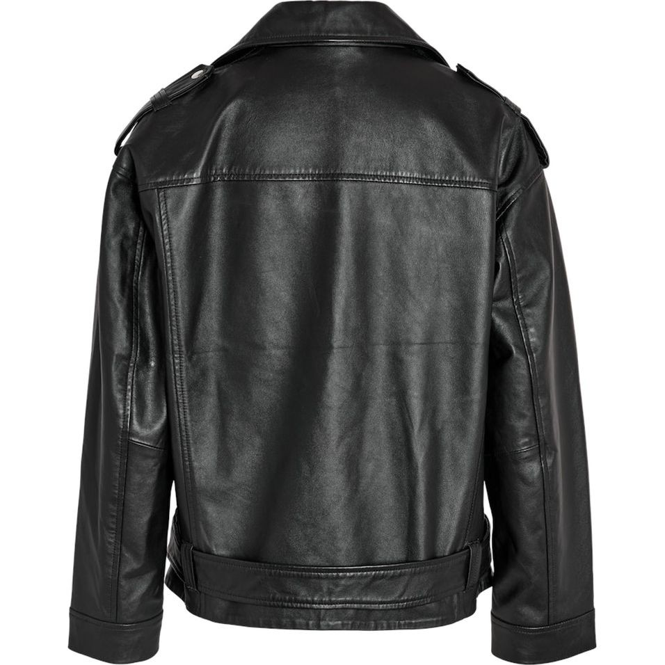 NOISY MAY Striukė moterims, Juoda, NMPAULINA LEATHER 3