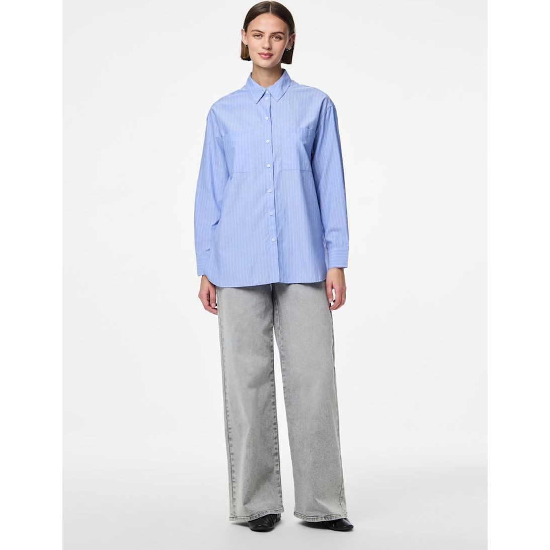 PIECES Marškiniai ilgomis rankovėmis moterims, Mėlyna, Melia shirt 3