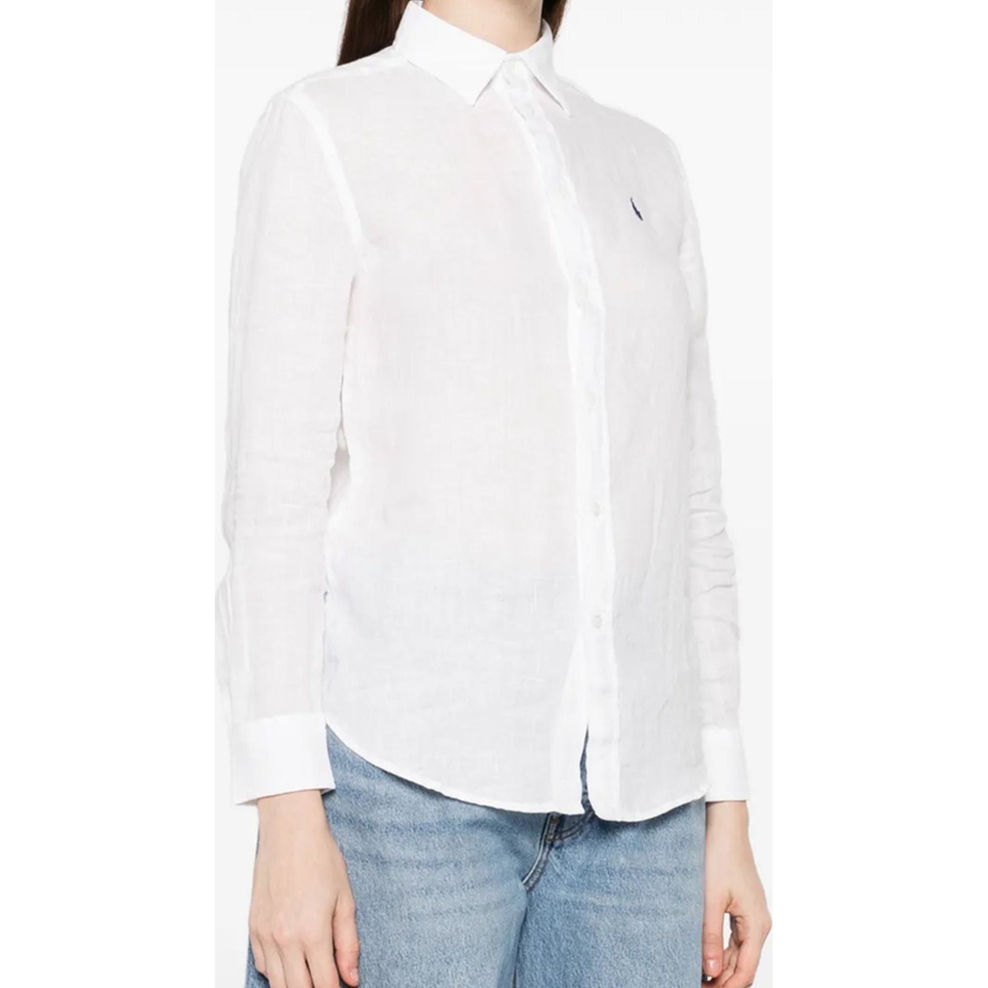 POLO RALPH LAUREN Marškiniai ilgomis rankovėmis moterims, Balta, Long sleeve-button front shirt 2