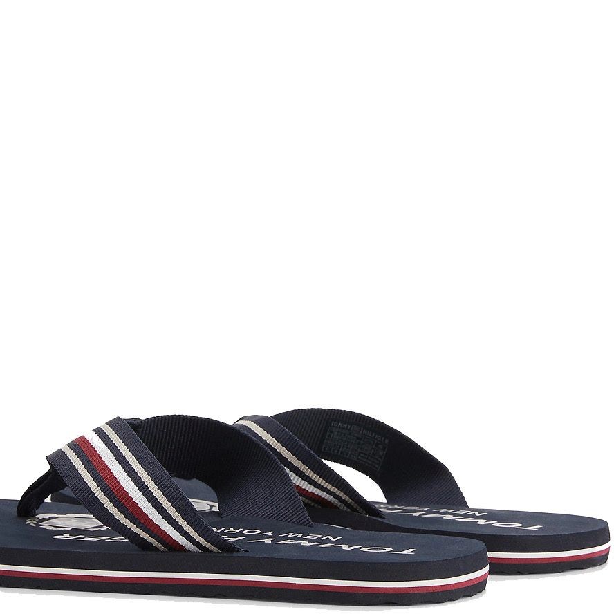 TOMMY HILFIGER Pliažo šlepetės per pirštą vyrams, Mėlyna, CORPORATE STRIPES BEACH SANDAL 3