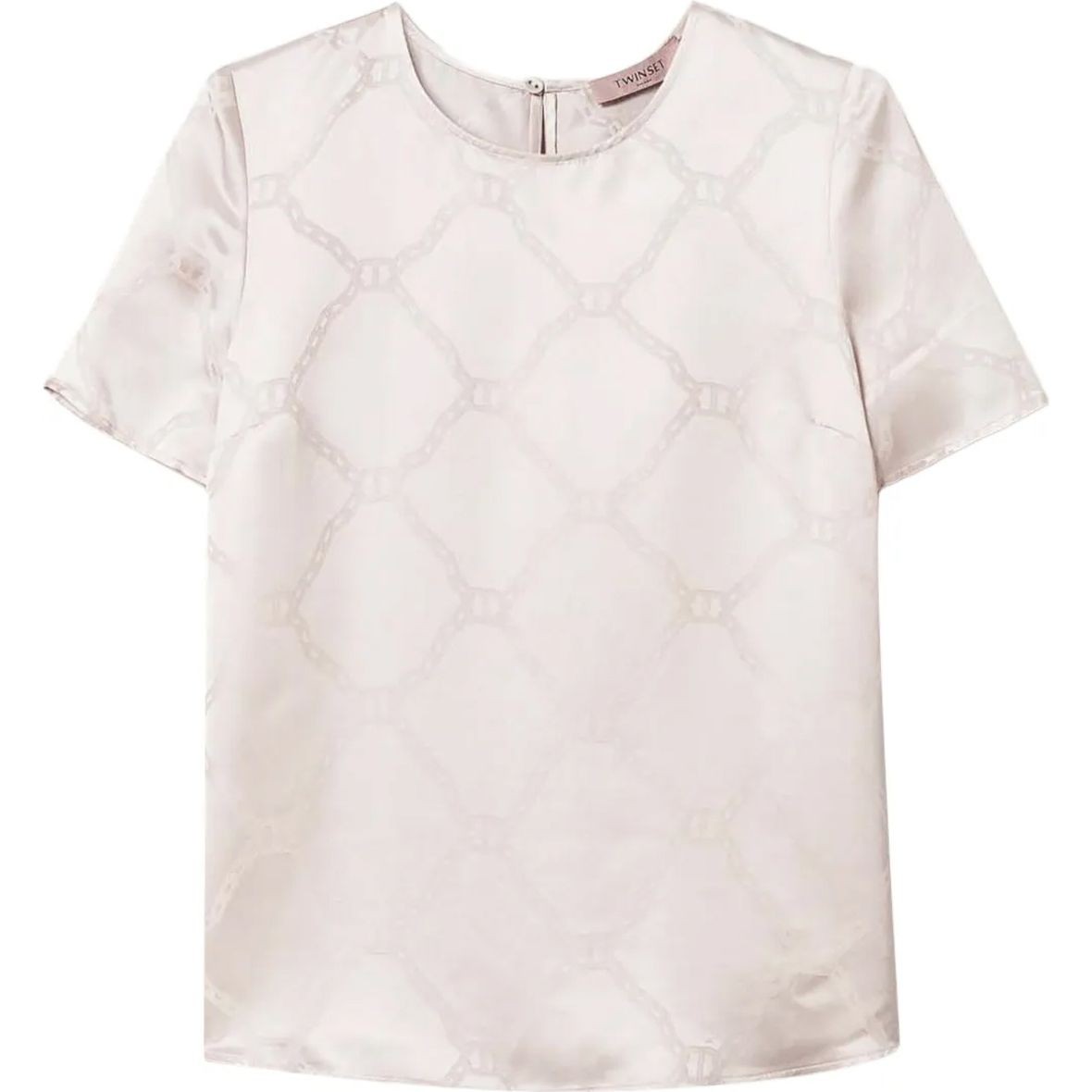 TWINSET Marškinėliai trump. rankovėmis moterims, Balta, Oval t-jacquard t-shirt