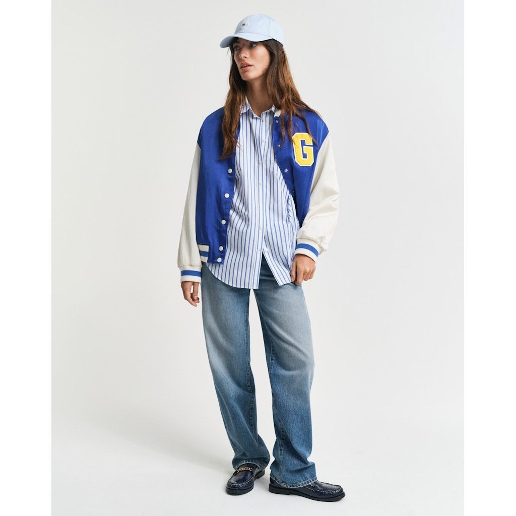 GANT Marškiniai ilgomis rankovėmis moterims, Mėlyna, Rel classic poplin shirt 5