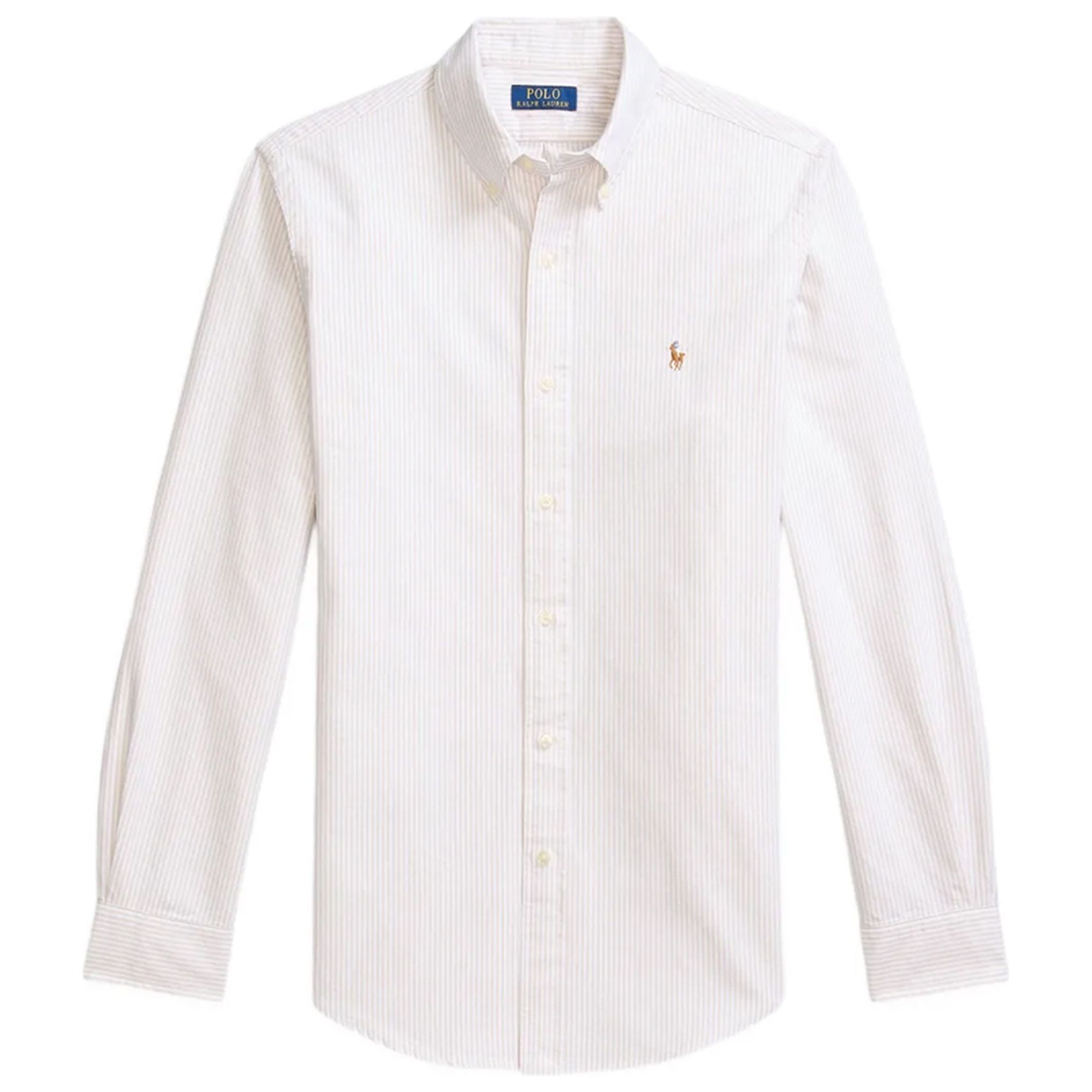 POLO RALPH LAUREN Marškiniai ilgomis rankovėmis vyrams, Smėlio, Long sleeve-sport shirt 1