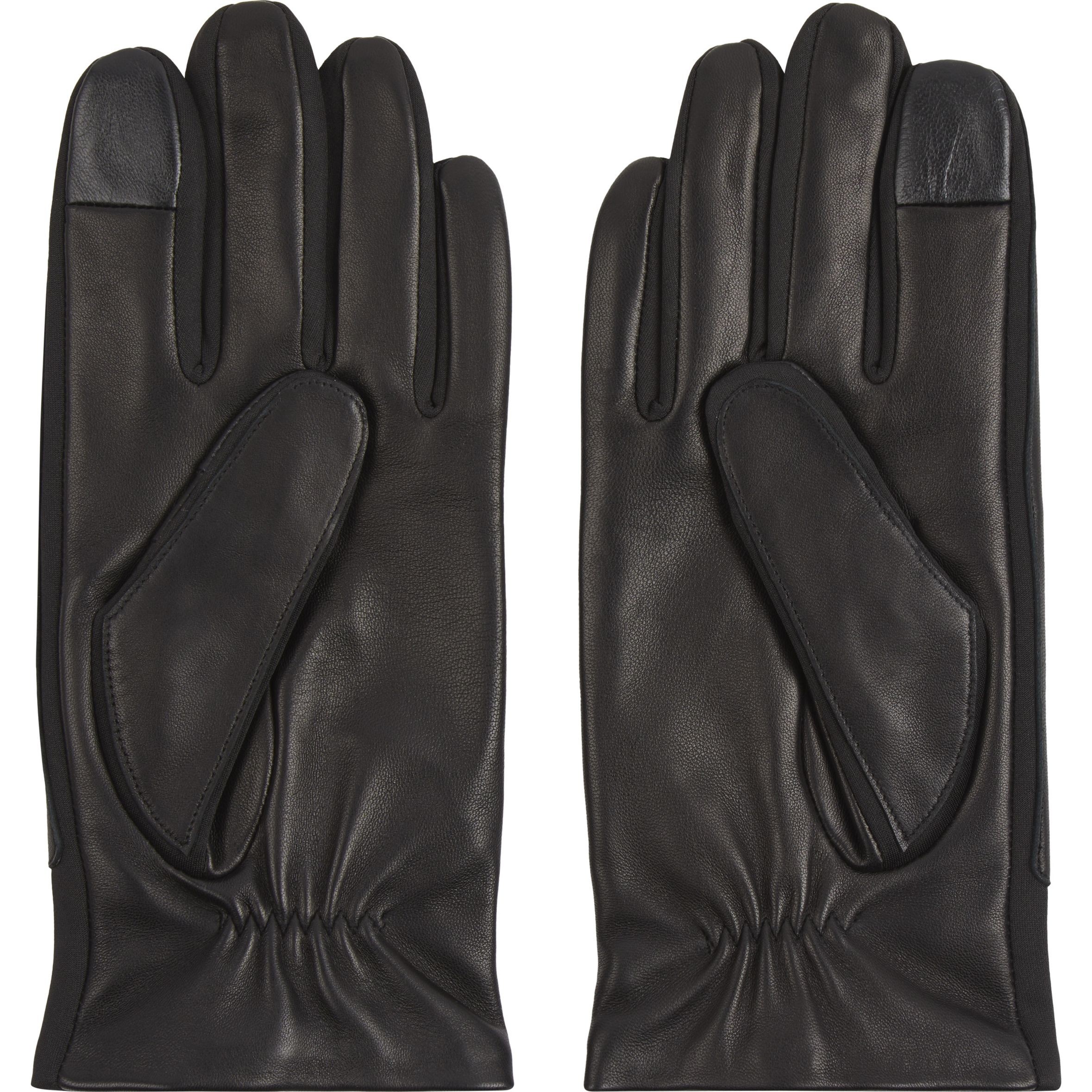 CALVIN KLEIN Pirštuotos pirštinės vyrams, Juoda, Leather neoprene gloves 2