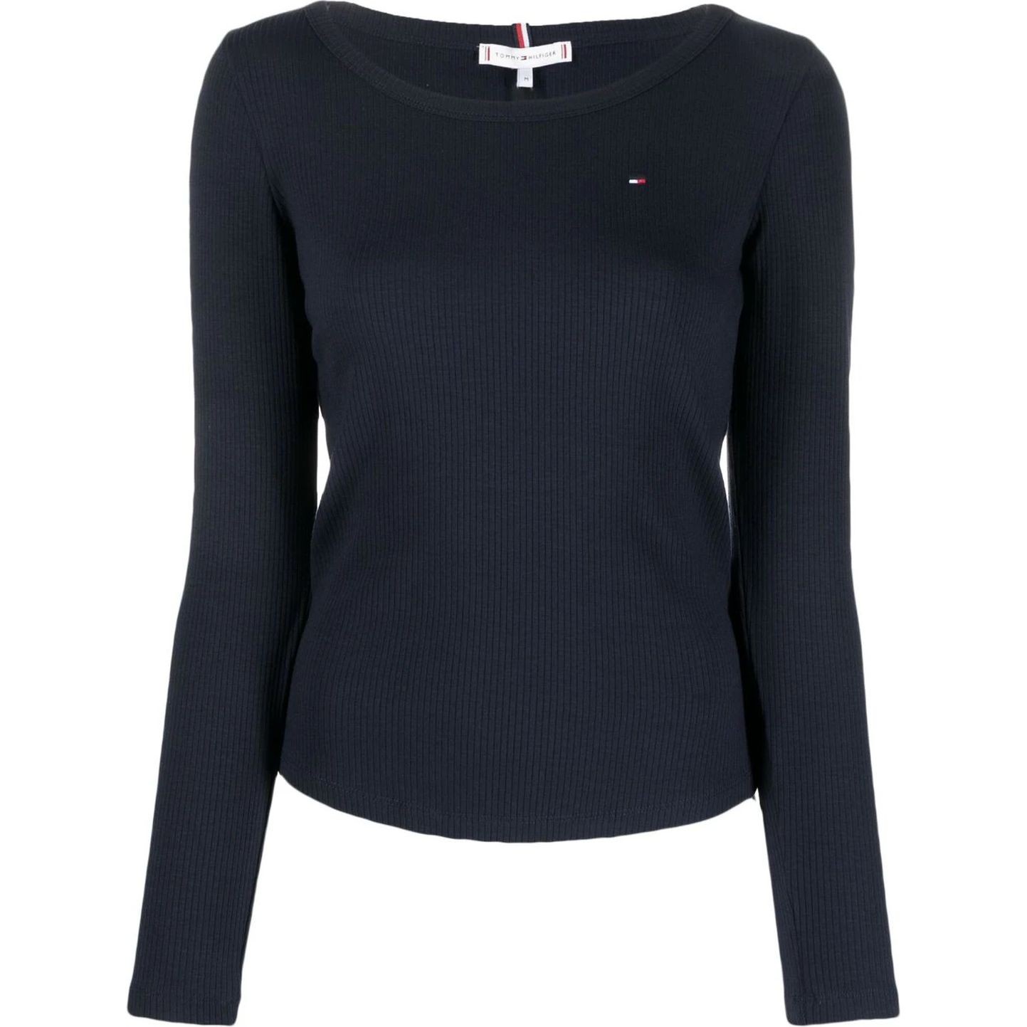TOMMY HILFIGER Marškinėliai ilgom. rankovėmis moterims, Mėlyna, Slim 5x2 rib o-nk ls 1