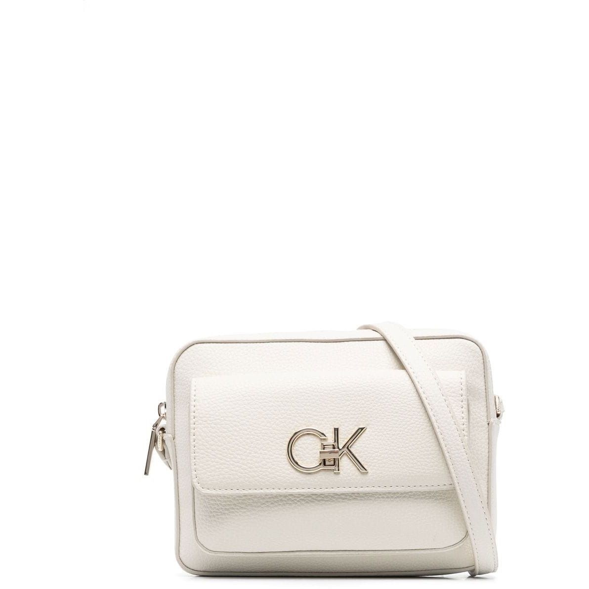 CALVIN KLEIN Rankinė per petį moterims, Smėlio, RE-LOCAMERA BAG WITH FLAP PBL 1