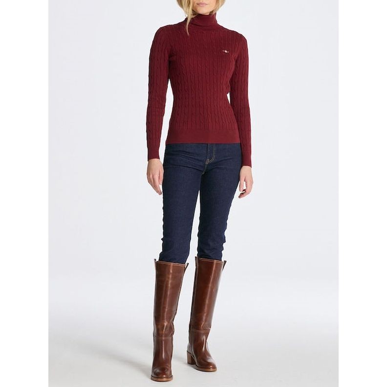 GANT Megztinis moterims, Raudona, STRETCH COTTON CABLE 4