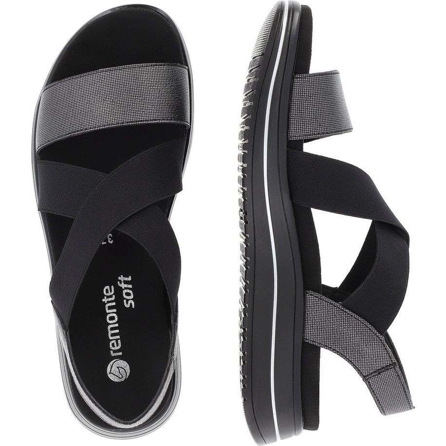 REMONTE Basutės moterims, Juoda, SANDALS 9