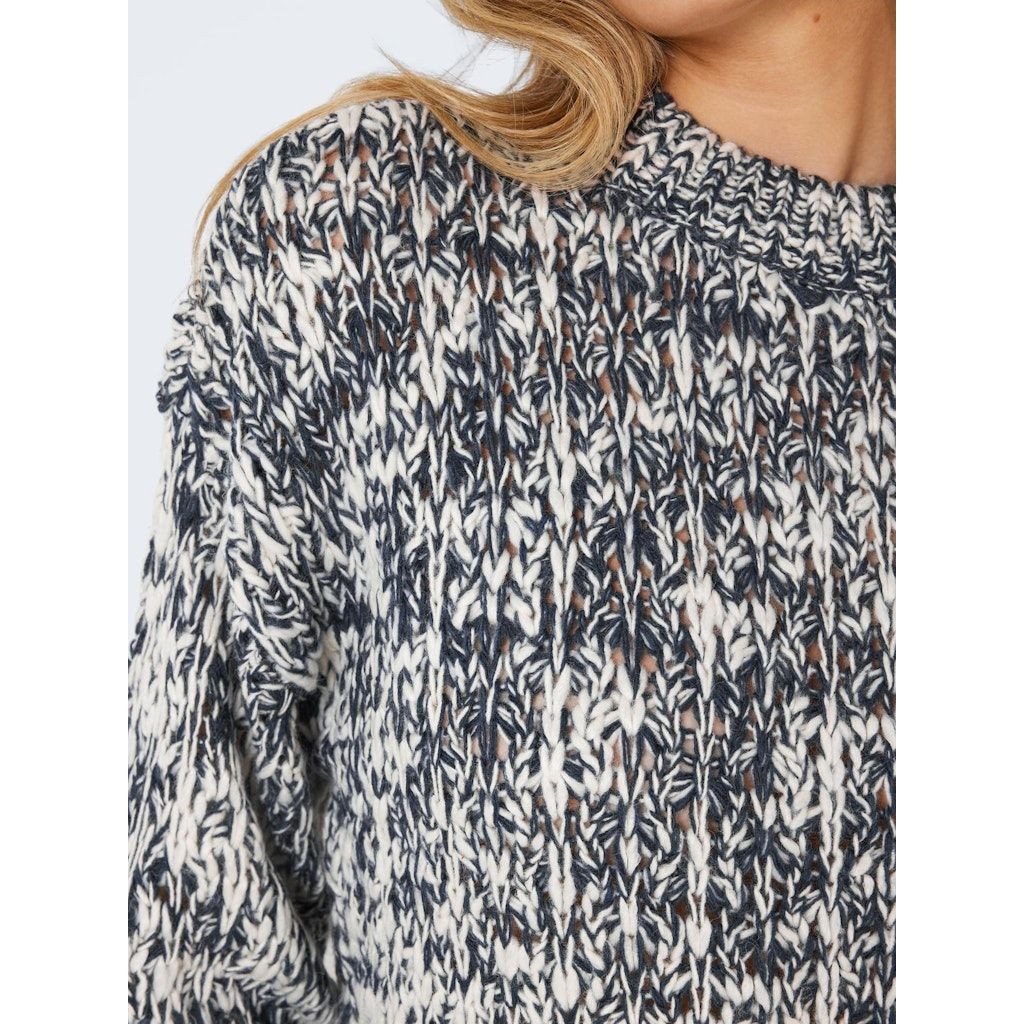 NOISY MAY Megztinis moterims, Mėlyna, NMSPECKLE L/S O-NECK 5