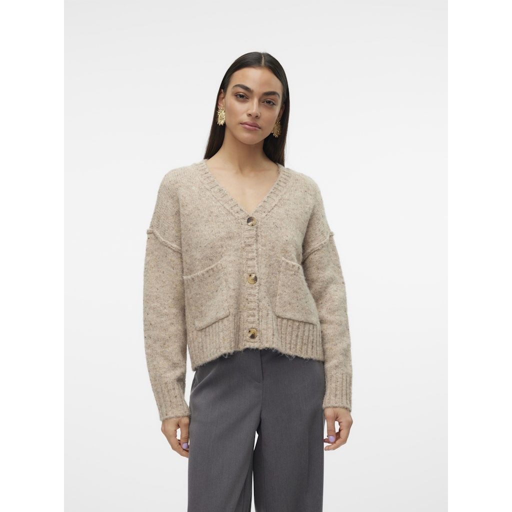 VERO MODA Kardiganas moterims, Smėlio, Ingrid v-neck cardigan 2