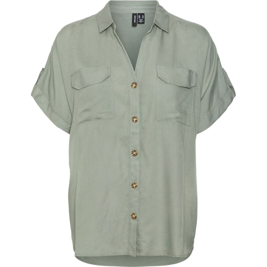 VERO MODA Marškiniai trump. rankovėmis moterims, Chaki, Bumpy shirs 1