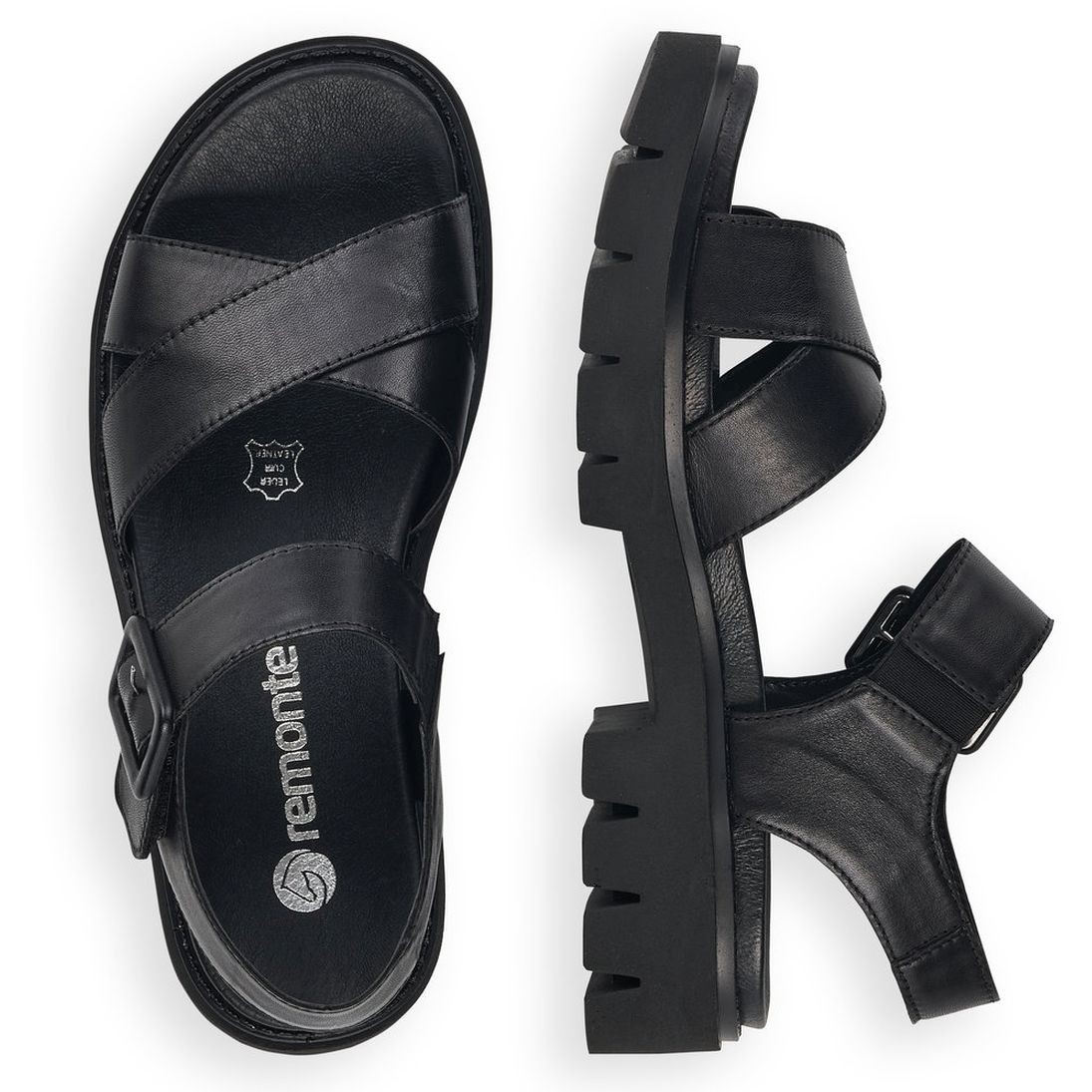 REMONTE Basutės moterims, Juoda, SANDALS 9