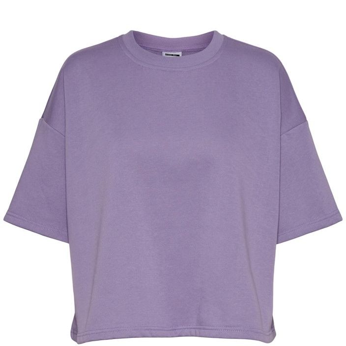 NOISY MAY Megztinis moterims, Violetinė, NMKAREN S/S O-NECK SW 1