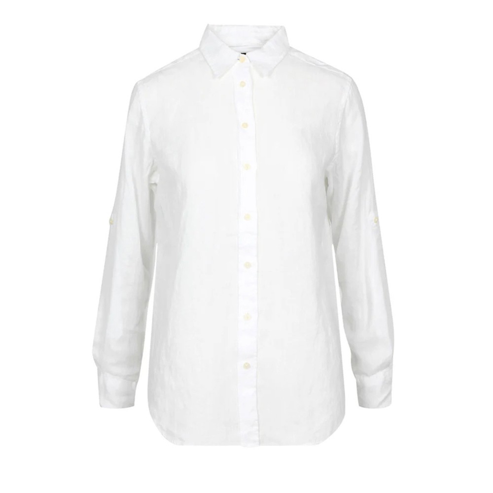 LAUREN RALPH LAUREN Marškiniai ilgomis rankovėmis moterims, Balta, Linen shirt 1