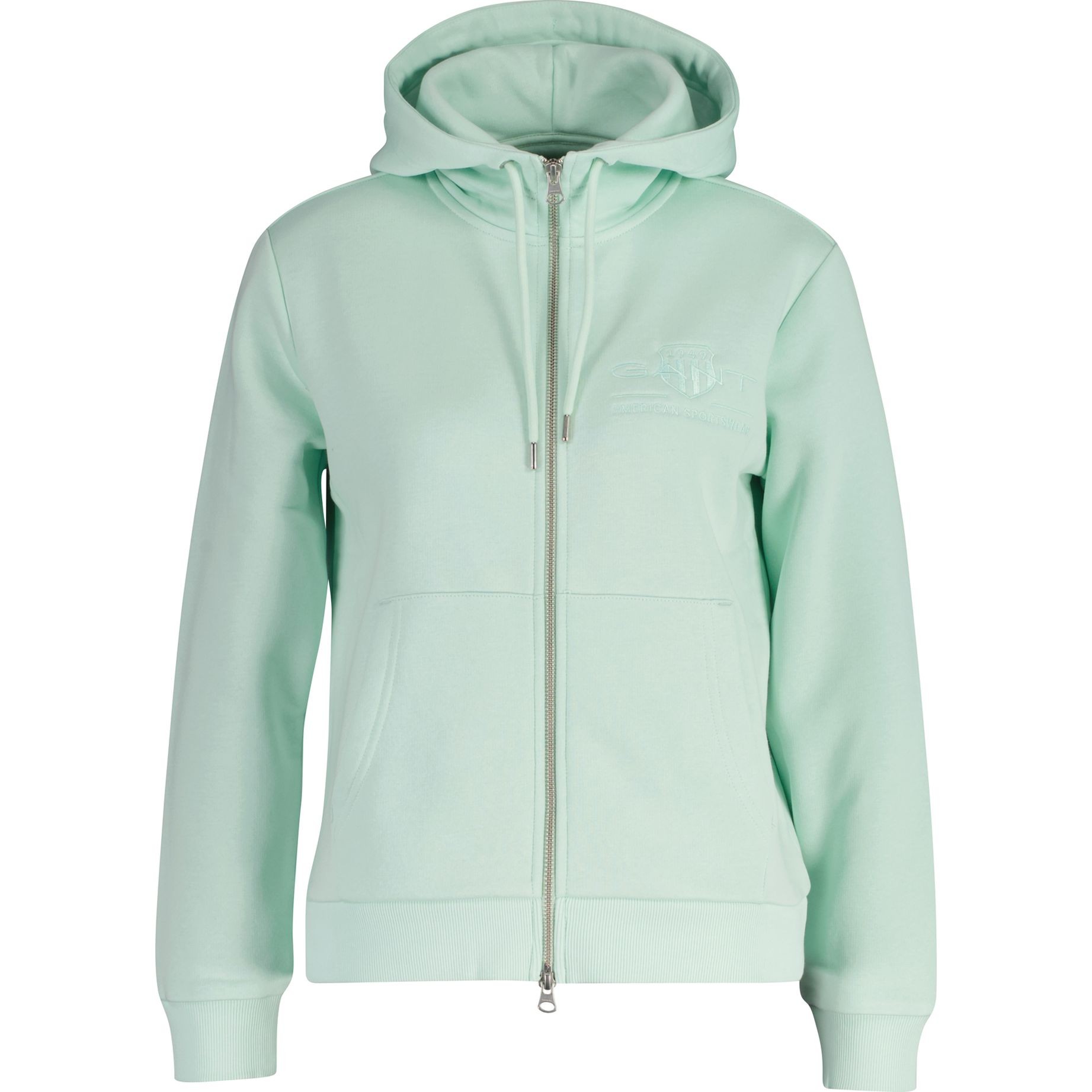 GANT Džemperis moterims, Žalia, Reg tonal shield zip hoodie