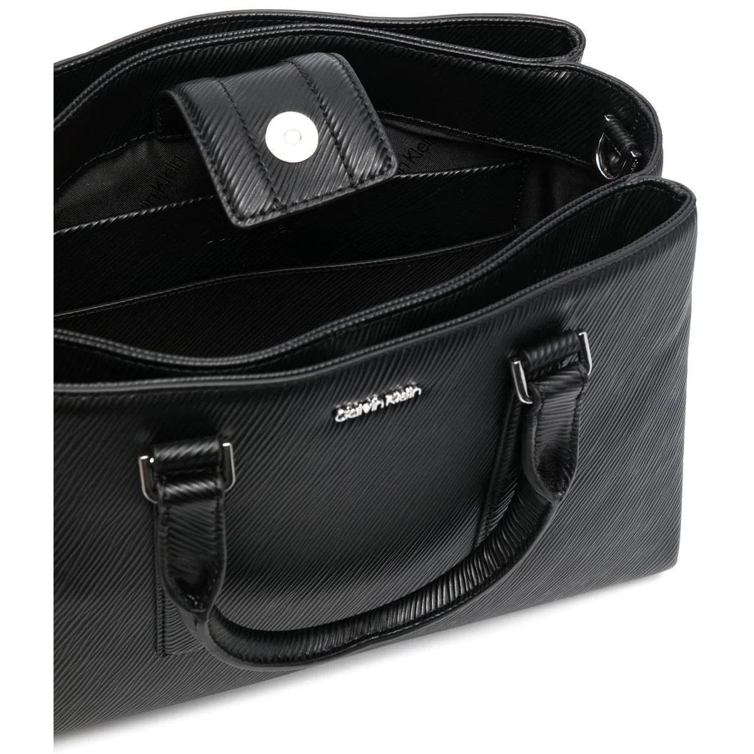 CALVIN KLEIN Rankinė per petį moterims, Juoda, ELEVATED TOTE MD SAFFIANO 4