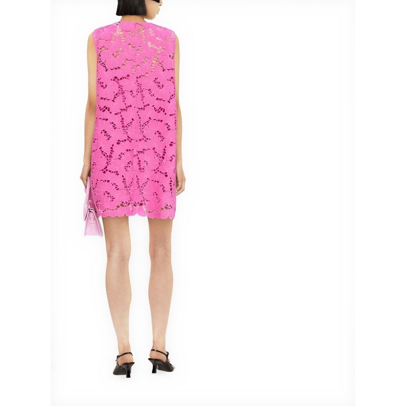 SELF PORTRAIT Mini suknelė moterims, Rožinė, Pink cotton lace mini dress 3