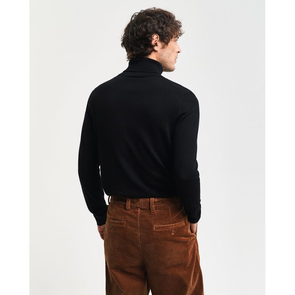 GANT Megztinis su kaklu vyrams, Juoda, Extrafine merino turtleneck 3
