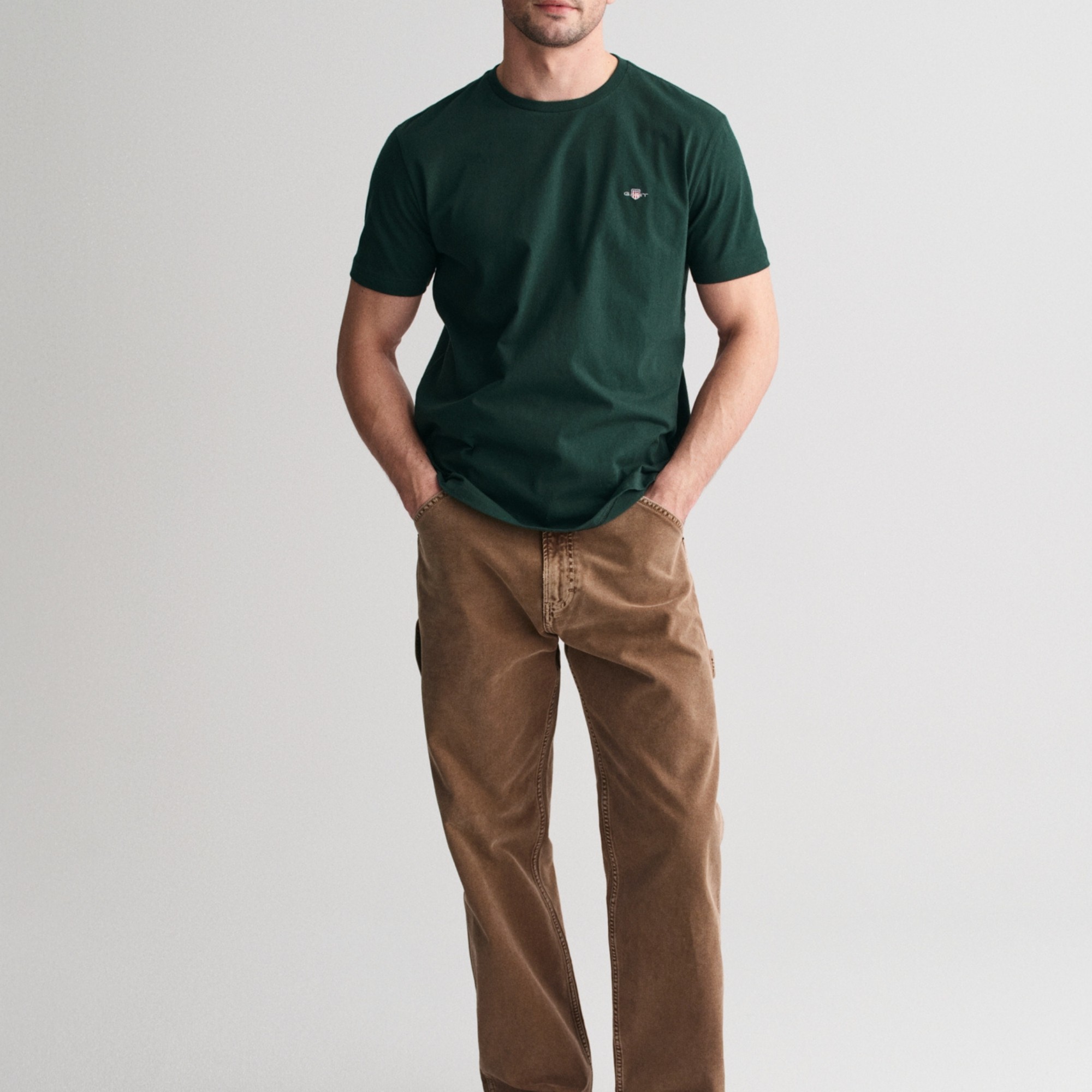 GANT Marškinėliai trump. rankovėmis vyrams, Žalia, reg shield ss t-shirt 3