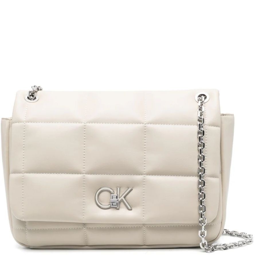 CALVIN KLEIN Rankinė per petį moterims, Pilka, Re-lock quilt shoulder bag 1