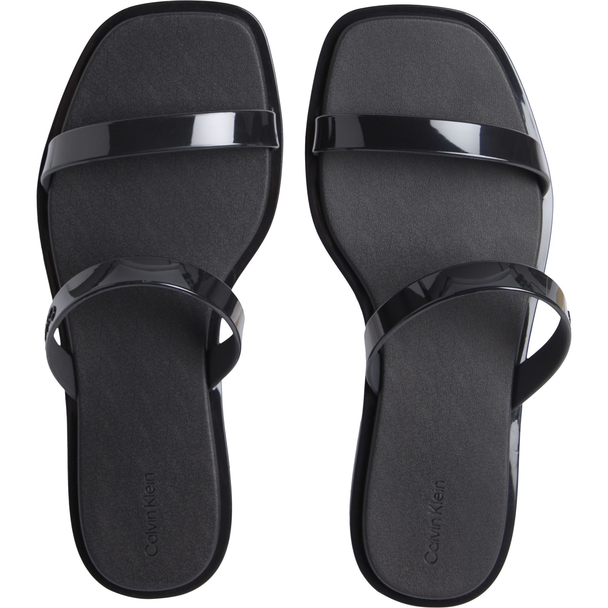CALVIN KLEIN Guminės šlepetės moterims, Juoda, Double bar slide 3