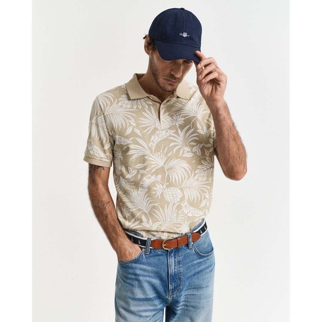 GANT Polo marškiniai trumpos rank. vyrams, Smėlio, Printed SS polo 2