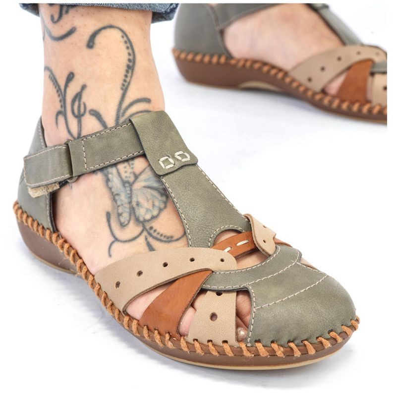 RIEKER Basutės moterims, Žalia, SANDALS 3