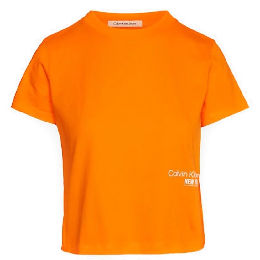 CALVIN KLEIN JEANS Marškinėliai trump. rankovėmis moterims, Oranžinė, Ny logo baby tee 1
