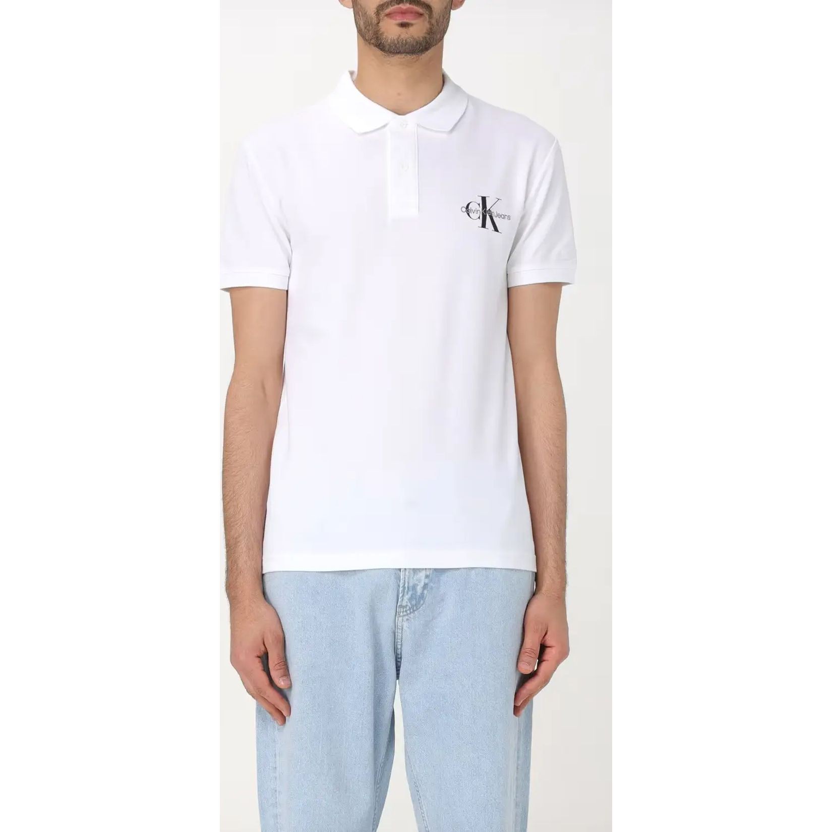 CALVIN KLEIN JEANS Polo marškiniai trumpos rank. vyrams, Balta, S/s polo 2