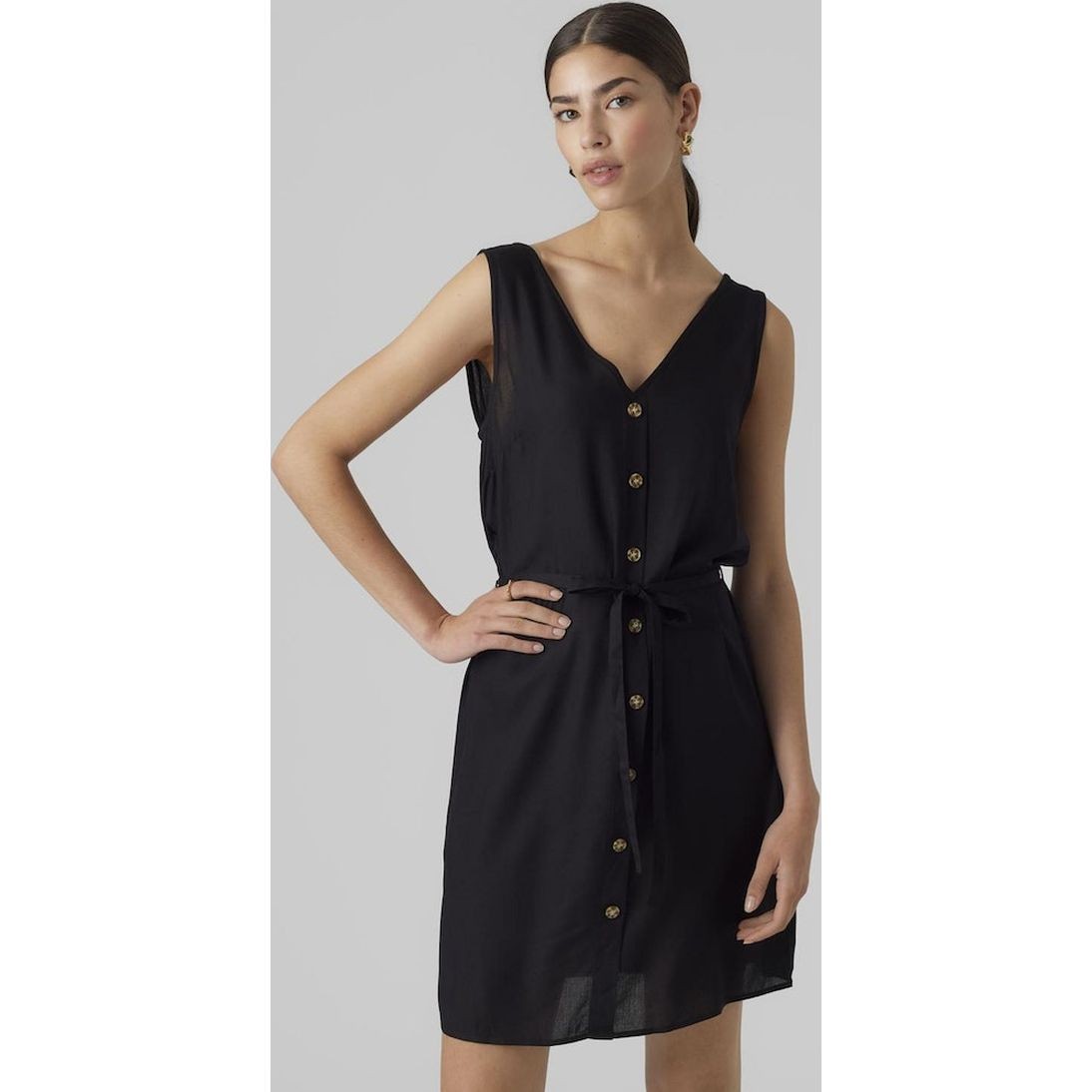 VERO MODA Mini suknelė moterims, Juoda, VMBUMPY SL SHORT DRE 2