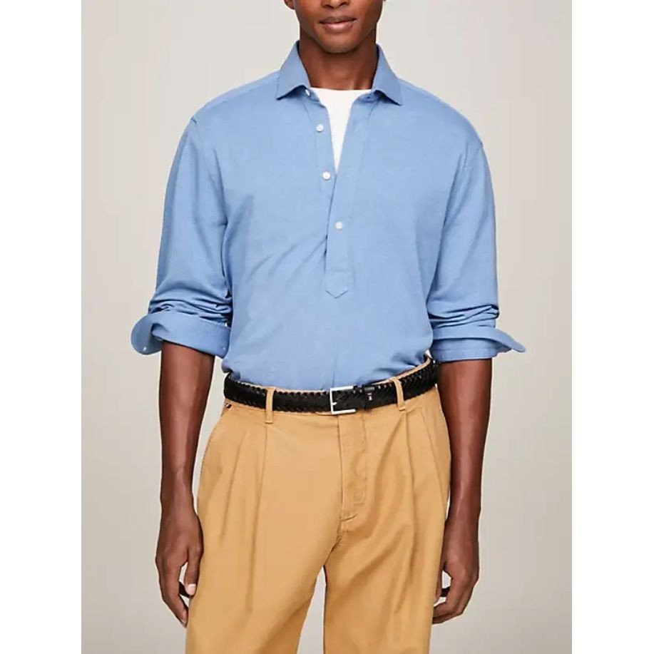 TOMMY HILFIGER Marškiniai ilgomis rankovėmis vyrams, Mėlyna, Dc pique popover rf shirt 2